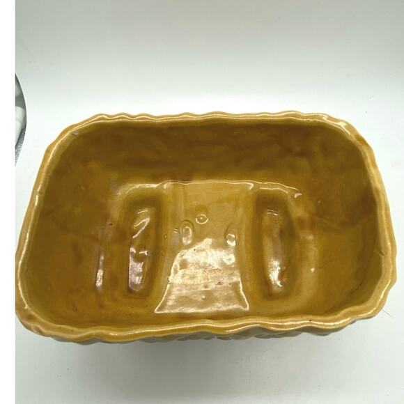 Vintage Mid Century Cubist  yellow Gold Ceramic Geometric footed Planter 1960s - Picture 2 of 7